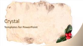  Presentation with holly - Amazing PPT theme having empty paper with european holly ilex aquifolium with berries isolated on white backdrop and a cream colored foreground