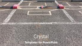  Presentation with parking system - Presentation theme having empty-parking-lot-in-outdoor background and a gray colored foreground