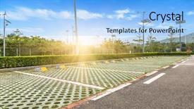  Presentation with parking lot - Slides consisting of empty parking lot of city background and a light blue colored foreground