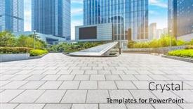  Presentation with pavement - Slides featuring empty pavement and modern buildings in city background and a light gray colored foreground