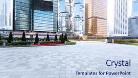  Presentation with pavement - Amazing PPT theme having empty pavement and skyscrapers backdrop and a  colored foreground