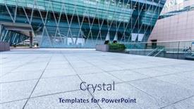  Presentation with pavement - Slide set with empty pavement by the side of office building background and a sky blue colored foreground