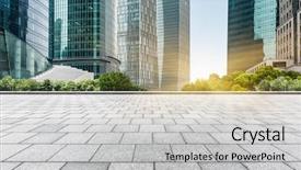  Presentation with pavement - Colorful slide set enhanced with empty pavement front of modern backdrop and a light gray colored foreground