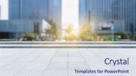 Presentation with pavement - Slides consisting of empty pavement front of modern architecture background and a sky blue colored foreground