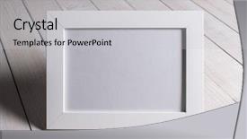  Presentation with woman hands raised to sky - Presentation theme featuring empty photo frame in woman background and a light gray colored foreground