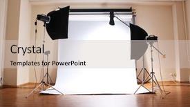  Presentation with lighting - PPT theme enhanced with photography backgrounds - empty photo studio with lighting background and a lemonade colored foreground