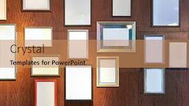  Presentation with displaying - Audience pleasing presentation design consisting of hall fame - empty picture frames backdrop and a coral colored foreground