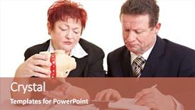  Presentation with piggy bank - PPT theme enhanced with empty piggy bank lacking money background and a coral colored foreground