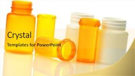  Presentation with pill bottle - Theme having empty pill bottles on white background and a yellow colored foreground