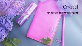  Presentation with leather - Slides consisting of empty-pink-leather-wallet-mockup background and a lavender colored foreground