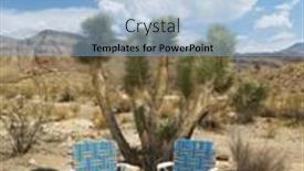  Presentation with landscape desert - Slide deck consisting of empty plaid lawn chairs in desert landscape background and a light blue colored foreground