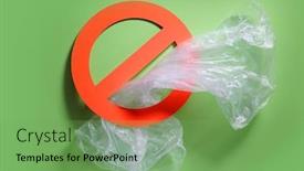  Presentation with free global warming - Cool new PPT theme with empty plastic bag backdrop and a seafoam green colored foreground