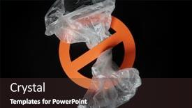  Presentation with plastic pollution - Presentation consisting of empty plastic bag in a stop sign on black background concept of stop plastic pollution global warming recycling plastic plastic free background and a wine colored foreground