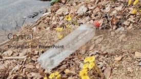  Presentation with plastic bottle - Slides featuring empty-plastic-bottle-on-shore background and a coral colored foreground