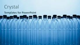  Presentation with plastic bottle - Presentation theme featuring empty-plastic-bottle-silhouettes background and a sky blue colored foreground