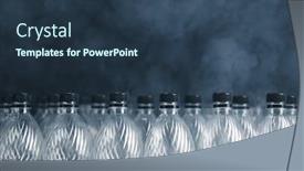  Presentation with plastic pollution - Colorful presentation theme enhanced with empty plastic bottles on black background with smoke pollution concept backdrop and a tawny brown colored foreground