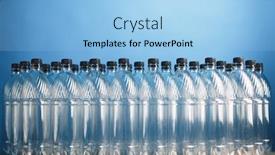  Presentation with bottles - PPT theme with empty-plastic-bottles-on-blue background and a light blue colored foreground