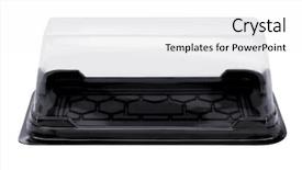  Presentation with plastic packaging - Audience pleasing PPT theme consisting of empty plastic cake box backdrop and a white colored foreground