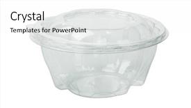  Presentation with plastic container - Colorful slide set enhanced with empty plastic food container backdrop and a white colored foreground