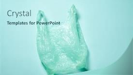  Presentation with plastic bag - Beautiful PPT layouts featuring empty-plastic-green-bag-over backdrop and a cool aqua colored foreground