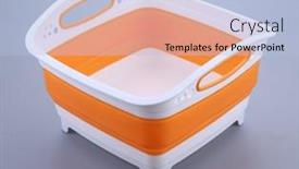  Presentation with plastic container - PPT theme featuring empty-plastic-storage-container-isolated background and a light blue colored foreground