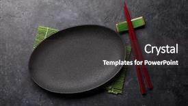  Presentation with japanese food - Slide deck with empty plate and chopsticks background and a dark gray colored foreground