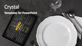  Presentation with tableware - Presentation theme consisting of empty plate and tableware background and a dark gray colored foreground