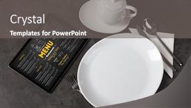  Presentation with tableware - Audience pleasing PPT theme consisting of empty-plate-and-tableware backdrop and a gray colored foreground