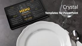  Presentation with tableware - Theme having empty-plate-and-tableware background and a dark gray colored foreground
