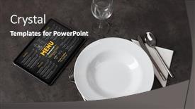  Presentation with tableware - PPT theme consisting of empty-plate-and-tableware background and a dark gray colored foreground