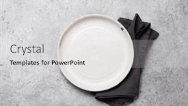  Presentation with kitchen towel - PPT theme with empty-plate-and-towel background and a light gray colored foreground