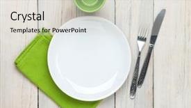  Presentation with white plate - Audience pleasing presentation design consisting of empty plate cup and silverware backdrop and a lemonade colored foreground