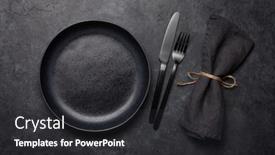  Presentation with kitchen utensils - Slide set consisting of empty-plate-fork-and-knife background and a dark gray colored foreground
