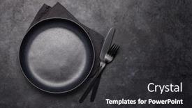  Presentation with utensils - Slide set featuring empty-plate-fork-and-knife background and a dark gray colored foreground