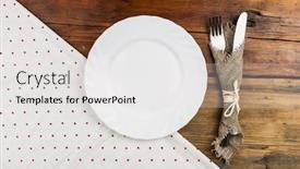  Presentation with dark old fashioned - Amazing PPT layouts having empty-plate-fork-and-knife backdrop and a light gray colored foreground