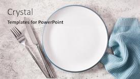  Presentation with concrete - Amazing slide set having empty-plate-fork-knife backdrop and a light gray colored foreground