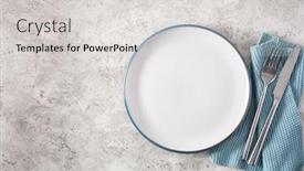  Presentation with concrete - Amazing PPT layouts having empty-plate-fork-knife backdrop and a light gray colored foreground