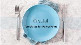  Presentation with concrete - PPT layouts having empty-plate-fork-knife background and a light blue colored foreground