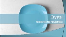  Presentation with white plate - PPT theme having empty plate on white wooden background and a light blue colored foreground