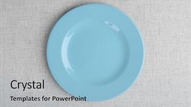  Presentation with empty of wood table top - PPT theme having empty plate on wooden background background and a light blue colored foreground