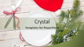  Presentation with christmas food - Slides featuring empty plate silverware and christmas background and a mint green colored foreground