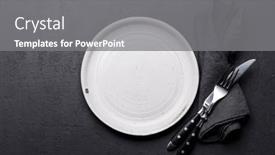  Presentation with dark space - Presentation design featuring empty-plate-with-fork background and a gray colored foreground