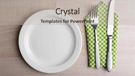  Presentation with cutlery - Beautiful PPT theme featuring empty plate with silver cutlery backdrop and a light gray colored foreground