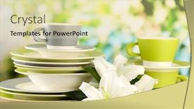  Presentation with empty - PPT layouts having empty-plates-and-cups background and a soft green colored foreground