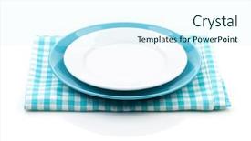  Presentation with kitchen towel - PPT theme enhanced with empty plates over kitchen towel background and a cool aqua colored foreground