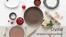  Presentation with white cheese - Cool new presentation theme with empty-plates-with-culterly backdrop and a mint green colored foreground