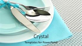  Presentation with spoon - Beautiful slide deck featuring empty plates with fork spoon backdrop and a arctic colored foreground