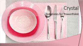  Presentation with bacterial plates - PPT theme featuring empty plates with fork spoon background and a  colored foreground