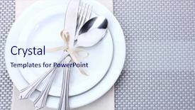  Presentation with spoon - Slide deck having empty plates with fork spoon background and a sky blue colored foreground