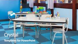  Presentation with preschool blocks kids play - Presentation theme with empty preschool classroom with blocks background and a teal colored foreground